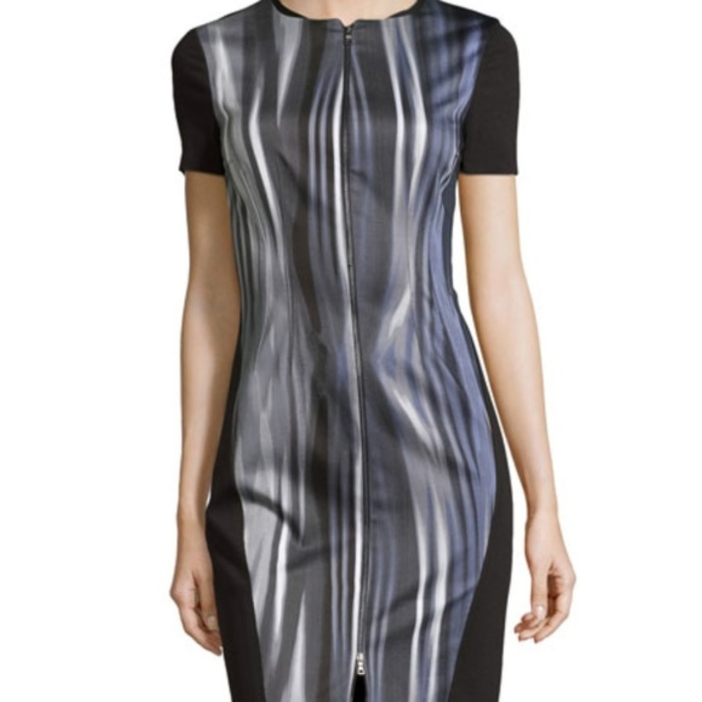 T Tahari Striped Short-Sleeve Sheath Dress